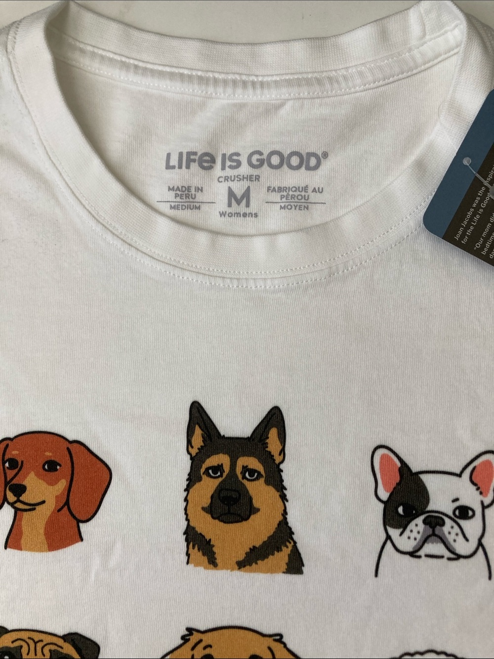 Life is Good Crusher Tee T Shirt Short Sleeve Favorite Dog White M - Picture 4 of 7